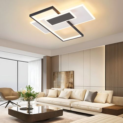 Plafonnier LED Noir/blanc Dimmable 58w Design Moderne Télécommande