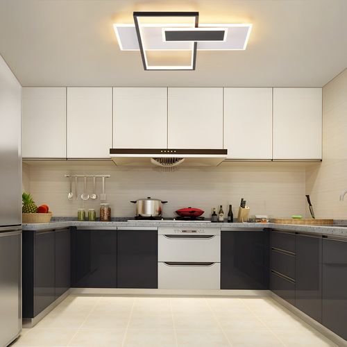 Plafonnier LED Noir/blanc Dimmable 58w Design Moderne Télécommande