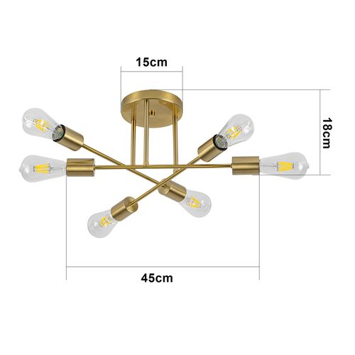 Plafonnier 6 Flammes Doré E27 Vintage