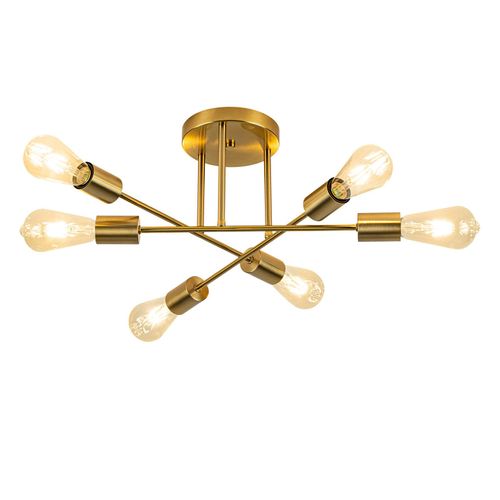 Plafonnier 6 Flammes Doré E27 Vintage