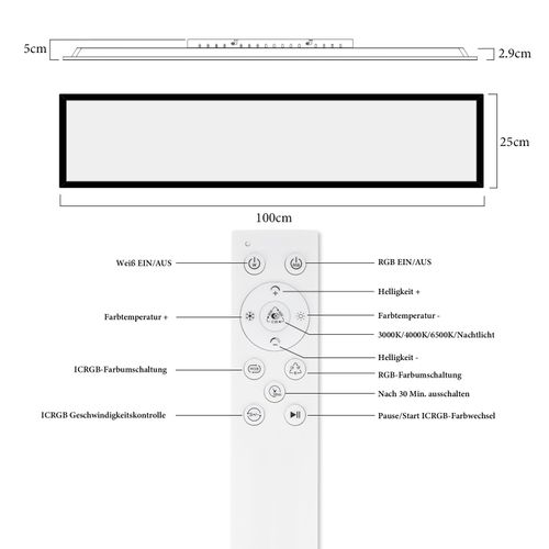 Plafonnier LED à Intensité Variable 24w Pour Salon Changement De Couleur Rgb Cuisine Fête