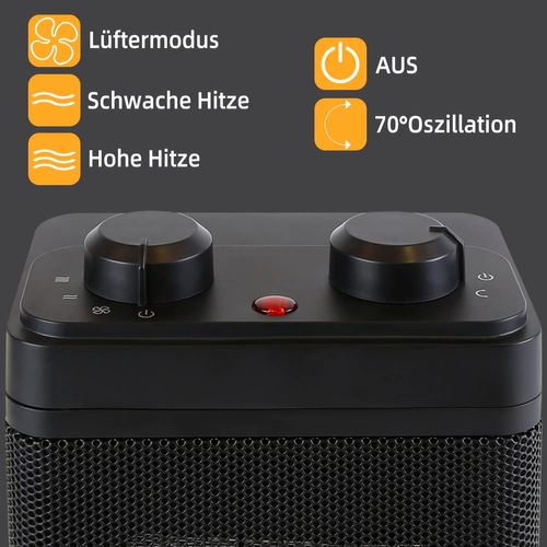 Radiateur Soufflant 1500w Oscillation à 70° Avec 3 Modes