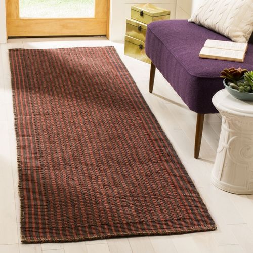 Tapis Fibre Naturelle 76 X 244 Cm Contemporain Rylan Marron / Rouille