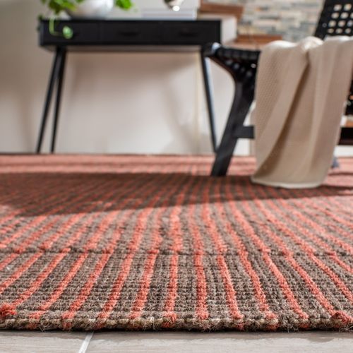 Tapis Fibre Naturelle 76 X 244 Cm Contemporain Rylan Marron / Rouille