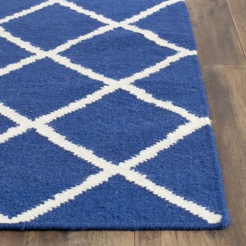 Tapis Dhurrie 76 X 244 Cm Contemporain Fes Bleu