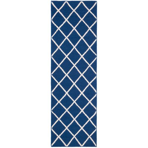 Tapis Dhurrie 76 X 244 Cm Contemporain Fes Bleu