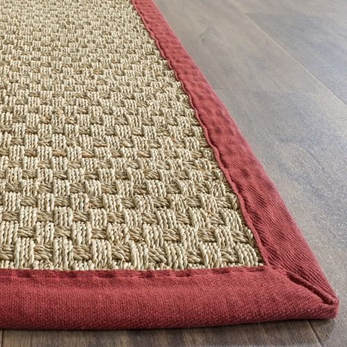 Tapis Natural Fiber 183 X 274 Cm Fibre Naturelle Roselyn Naturel/rouge Bordeaux