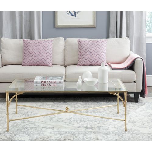 Tables Basses Zettie Doré Fer/verre 127 X 66 X 46 Cm