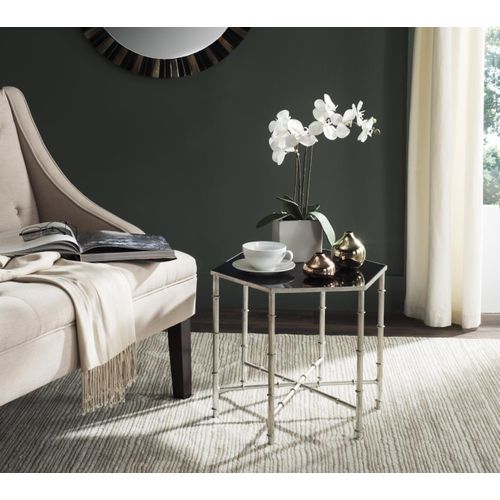 Table D'appoint Bea Noir Fer/verre 50 X 43 X 43 Cm