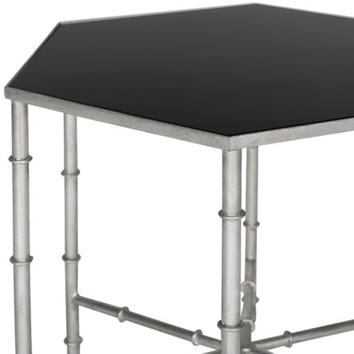 Table D'appoint Bea Noir Fer/verre 50 X 43 X 43 Cm