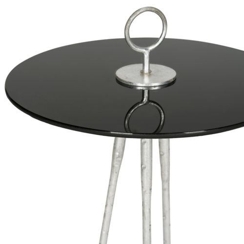 Table D'appoint Deetta Noir Fer/verre 46 X 46 X 67 Cm