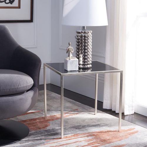 Table D'appoint Elberta Noir Fer/verre 46 X 46 X 46 Cm