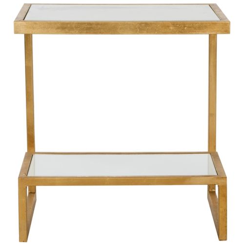 Table D'appoint Cloe Blanc/or Fer/verre 50 X 35 X 55 Cm