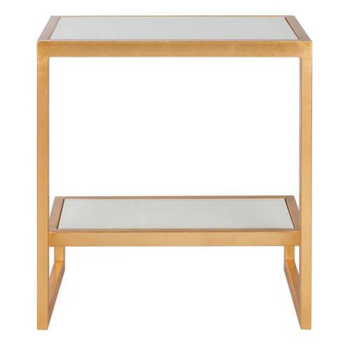 Table D'appoint Cloe Blanc/or Fer/verre 50 X 35 X 55 Cm