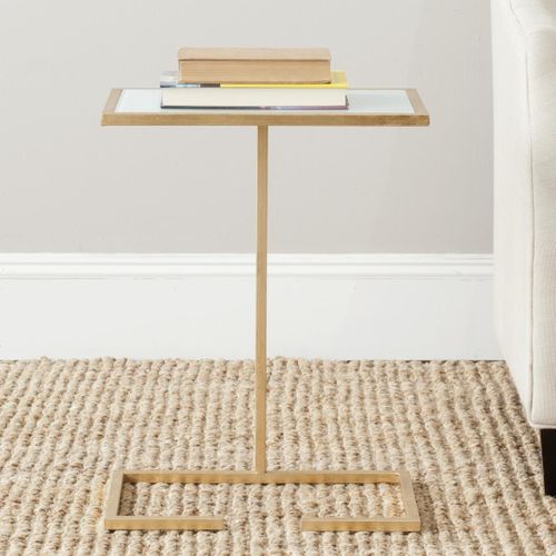 Table D'appoint Frederica Blanc/or Fer/verre 41 X 26 X 53 Cm