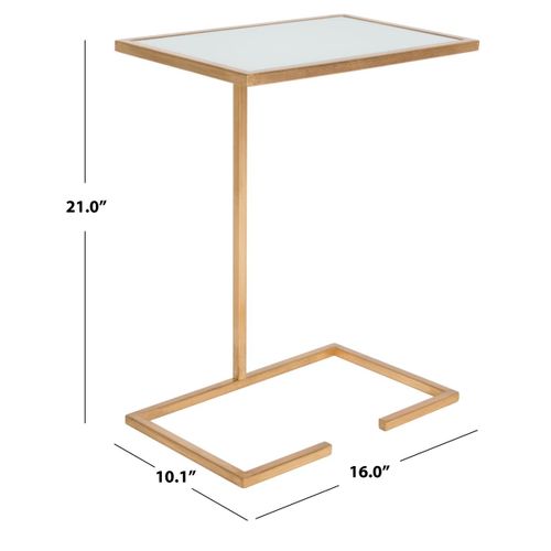 Table D'appoint Frederica Blanc/or Fer/verre 41 X 26 X 53 Cm