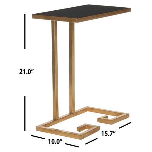 Table D'appoint Hellen Noir/or Fer/verre 40 X 25 X 53 Cm