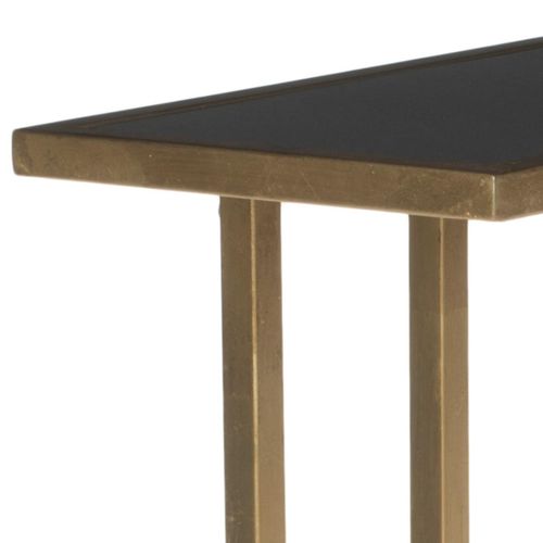 Table D'appoint Hellen Noir/or Fer/verre 40 X 25 X 53 Cm