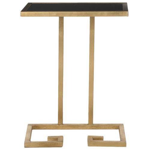Table D'appoint Hellen Noir/or Fer/verre 40 X 25 X 53 Cm