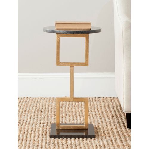 Table D'appoint Laney Noir/or Fer/marbre 32 X 32 X 59 Cm