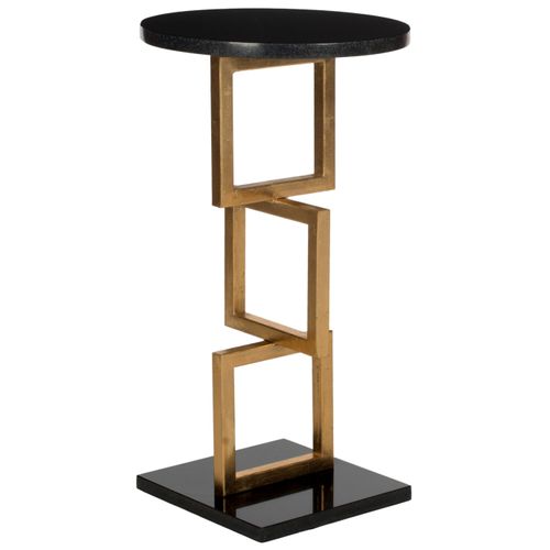 Table D'appoint Laney Noir/or Fer/marbre 32 X 32 X 59 Cm