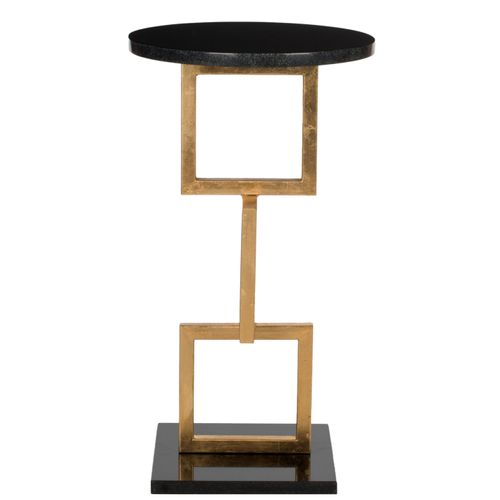 Table D'appoint Laney Noir/or Fer/marbre 32 X 32 X 59 Cm