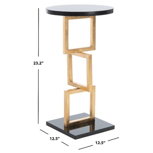 Table D'appoint Laney Noir/or Fer/marbre 32 X 32 X 59 Cm