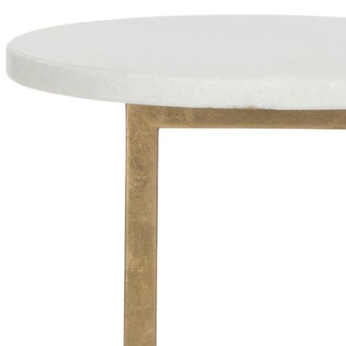 Table D'appoint Laney Blanc/or Fer/marbre 32 X 32 X 59 Cm