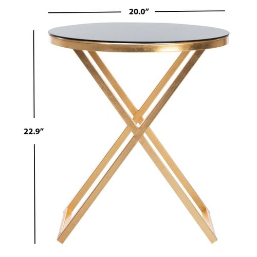 Table D'appoint Milly Noir/or Fer/verre 51 X 51 X 58 Cm