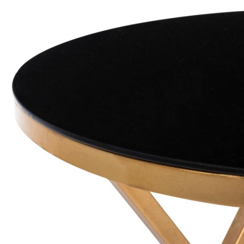 Table D'appoint Milly Noir/or Fer/verre 51 X 51 X 58 Cm