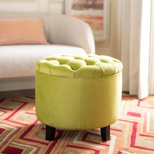 Pouf Cathy Vert Bois De Chene 53 X 53 X 50 Cm