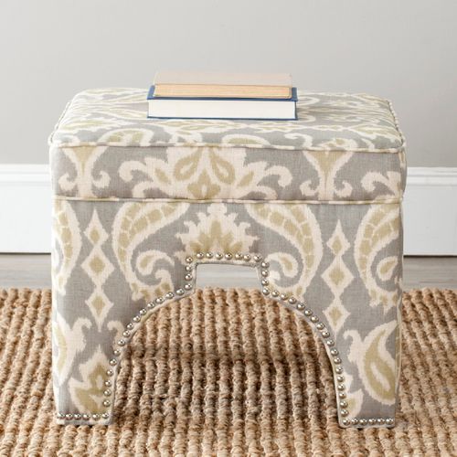 Pouf Thomasina Gris/blanc Contreplaque 54 X 54 X 45 Cm