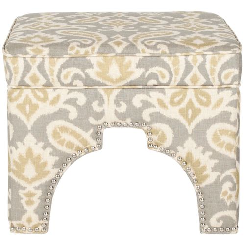 Pouf Thomasina Gris/blanc Contreplaque 54 X 54 X 45 Cm