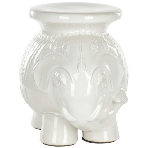 Tabouret De Jardin Lulu Blanc Ceramique 50 X 36 X 42 Cm