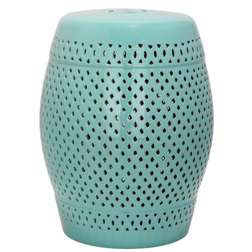 Tabouret De Jardin Barbra Bleu Ceramique 35 X 35 X 47 Cm