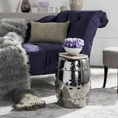 Tabouret De Jardin Denise Argent Ceramique 33 X 33 X 46 Cm