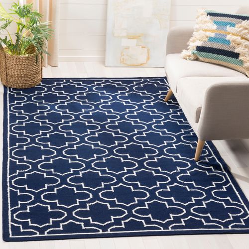 Tapis Dhurrie 122 X 183 Cm Contemporain Lennox Bleu