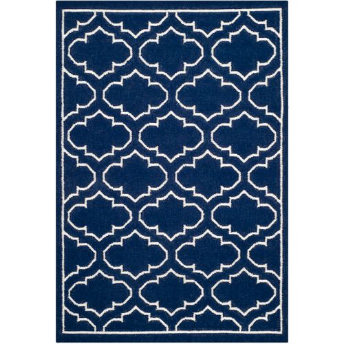 Tapis Dhurrie 122 X 183 Cm Contemporain Lennox Bleu