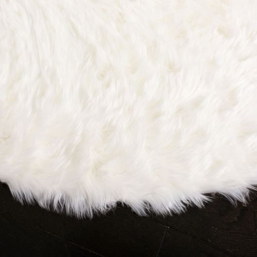 Tapis Fausse Fourrure 122 X 122 Cm Faux Peau De Mouton Harper Beige