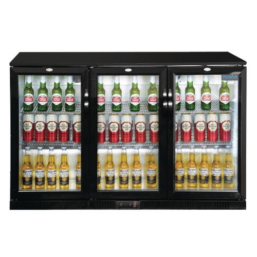 Arrière Bar Noir 3 Portes Pivotantes Vitrées Série G - 320 L -