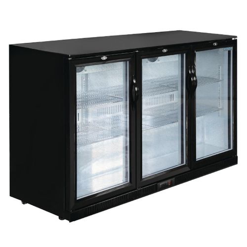 Arrière Bar Noir 3 Portes Pivotantes Vitrées Série G - 320 L -