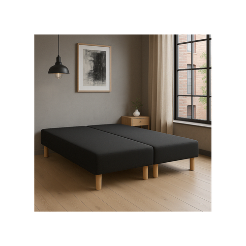 Sommier Tapissier Noir 70x190x2 (140x190) - Fabrication Française Artisanale - Pieds s - Haute