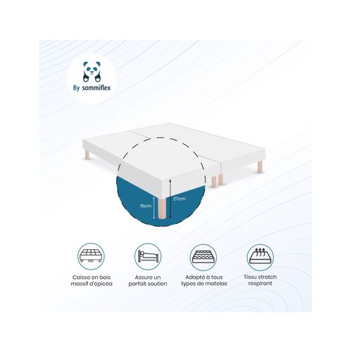 Sommier Tapissier 100x200x2 (200x200) - Fabrication Française Artisanale - Pieds s - Hauteur