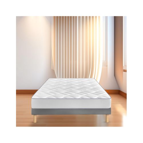 Sommier Tapissier Marron 140x200 - Fabrication Française Artisanale - Pieds