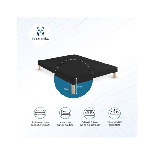 Sommier Tapissier Noir 100x200 X2 200x200- Fabrication Française Artisanale - Pieds s