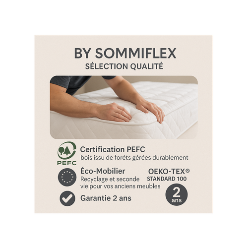 Sommier Tapissier Noir 100x200 X2 200x200- Fabrication Française Artisanale - Pieds s