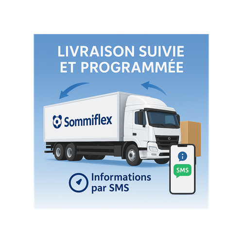 Sommier Tapissier Gris 100x200x2 (200x200) - Fabrication Française Artisanale - Pieds s - Haut