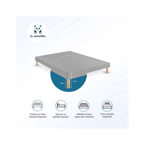 Sommier Tapissier Gris 130x190 Cm Fabrication Française Artisanale Pieds s Hauteur Avec Pie