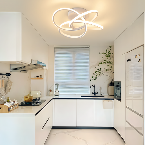 Plafonnier LED Moderne - 46w, Dimmable Avec Télécommande, Design Fleur à 4 Pétales, Blanc 45cm