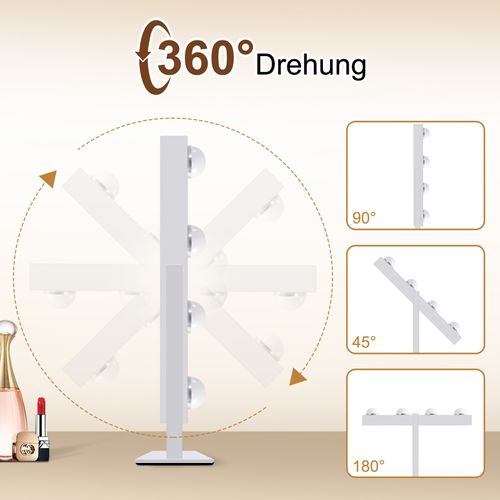 Miroir De Maquillage Avec Éclairage LED - Rotatif à 360°, 3 Modes, Luminosité Ajustable